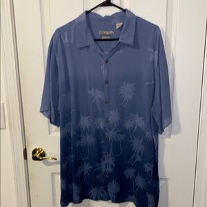 Casual Button Down Hawaiian Shirt with Tropical Pattern Size 2XB